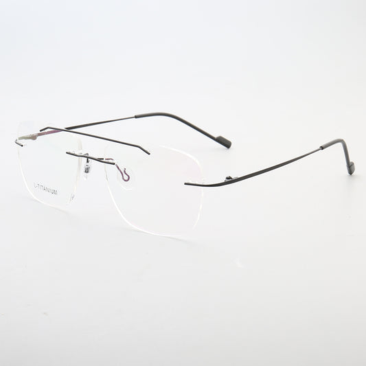 Side view of double bridge rimless glasses
