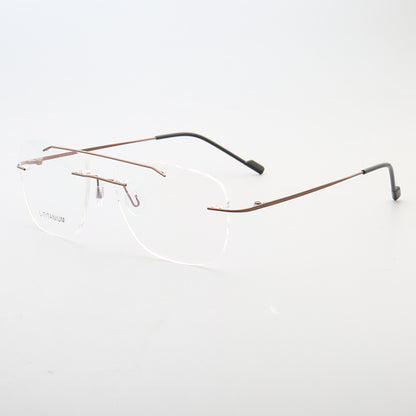 Bronze flat top rimless glasses