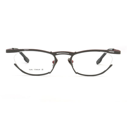 Front view of pure titanium cat eye eyeglass frames for women