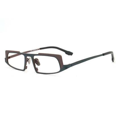Vernon | Montures de lunettes rectangulaires élégantes en titane | Lunettes modernes à monture complète bicolore