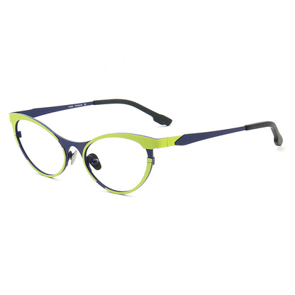 Side view of green multicolored titanium glasses