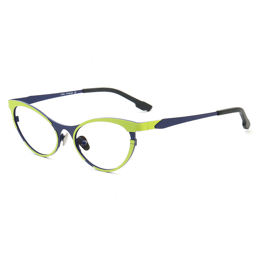 Side view of green multicolored titanium glasses