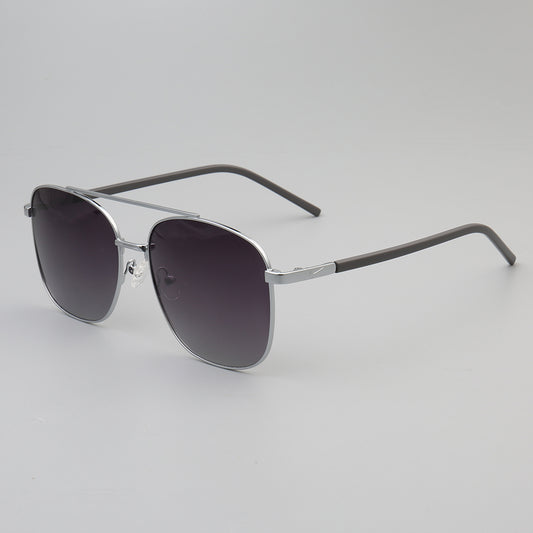 side view of silver double bridge polarized sunglasses