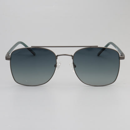 Front view of gunmetal colored polarized sunglasses