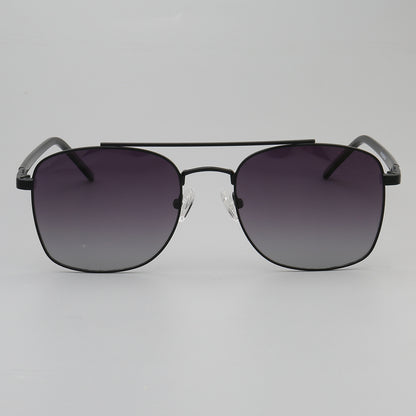 Front view of black double bridge polarized sunglasses