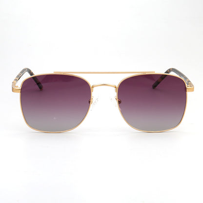 front view of gold double bridge metal sunglasses