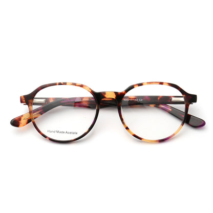 A pair of tortoise shell round eyeglasses frames