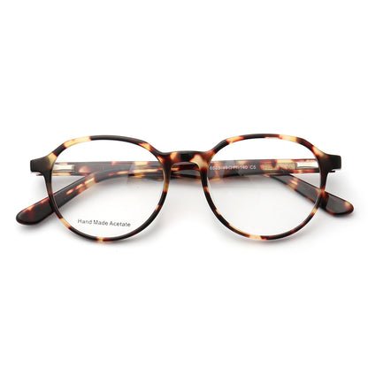 Round full rim tortoise shell eyeglasses frames