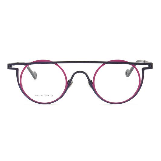 Front view of round titanium eyeglass frames