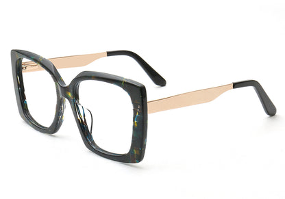 Side view of patterned oversized butterfly eyewear frames for women