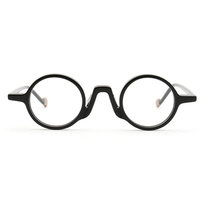 Front view of black round eyeglasses frames