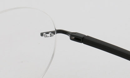 Inner hinge of round rimless eyeglasses