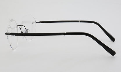 Temples of round rimless metal glasses
