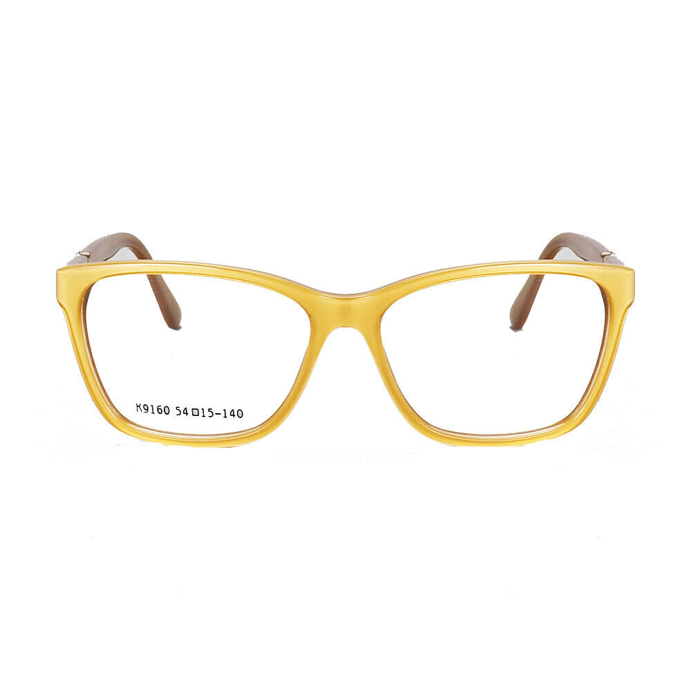 Front view of yellow full rim acetate eyeglasses for women