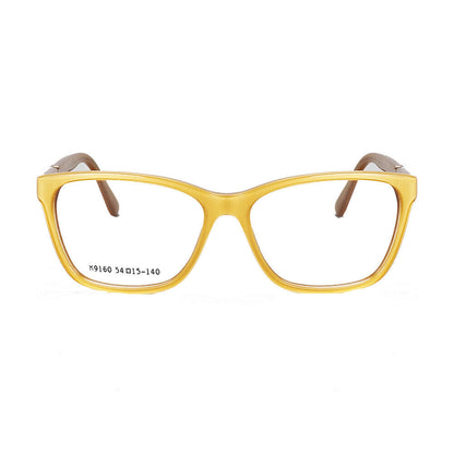Front view of yellow full rim acetate eyeglasses for women