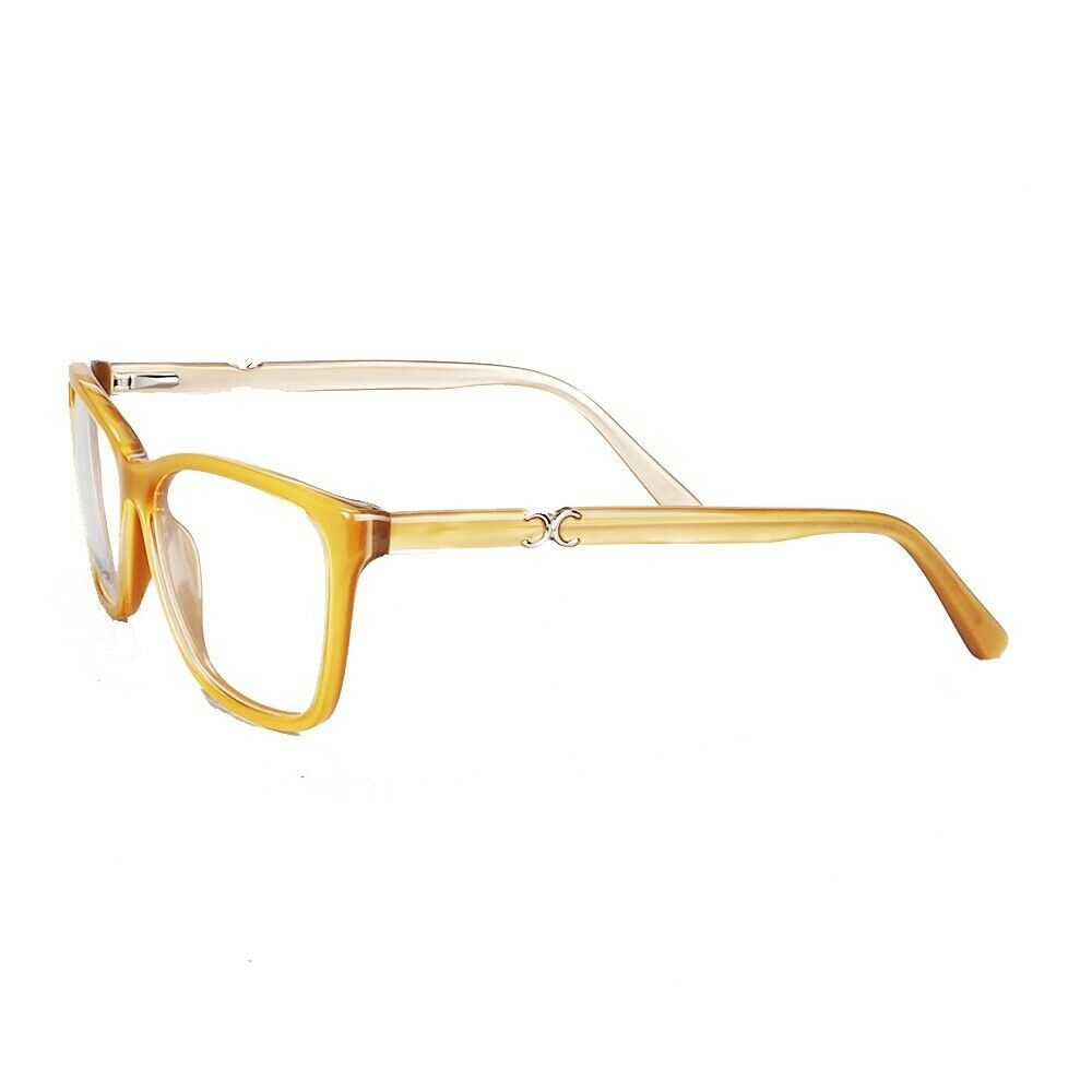 Temple of yellow full rim acetate eyeglasses for women