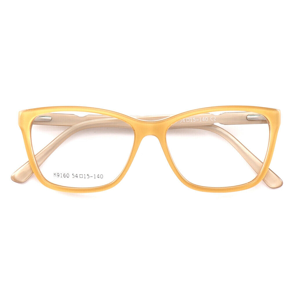 A pair of yellow full rim acetate eyeglasses for women
