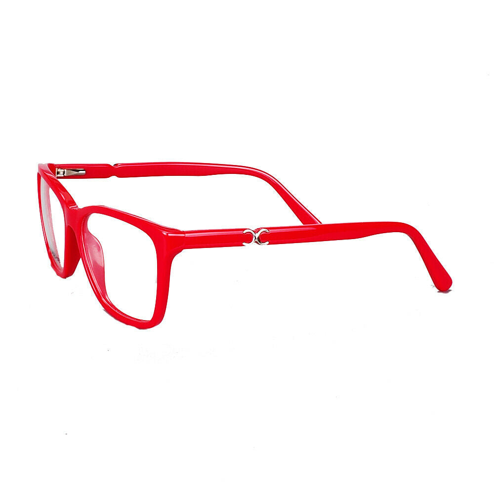 Temple of red acetate full rim eyeglasses for women