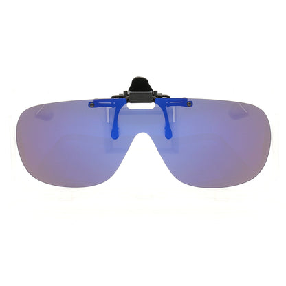 Blue shield shaped clip on sunglasses