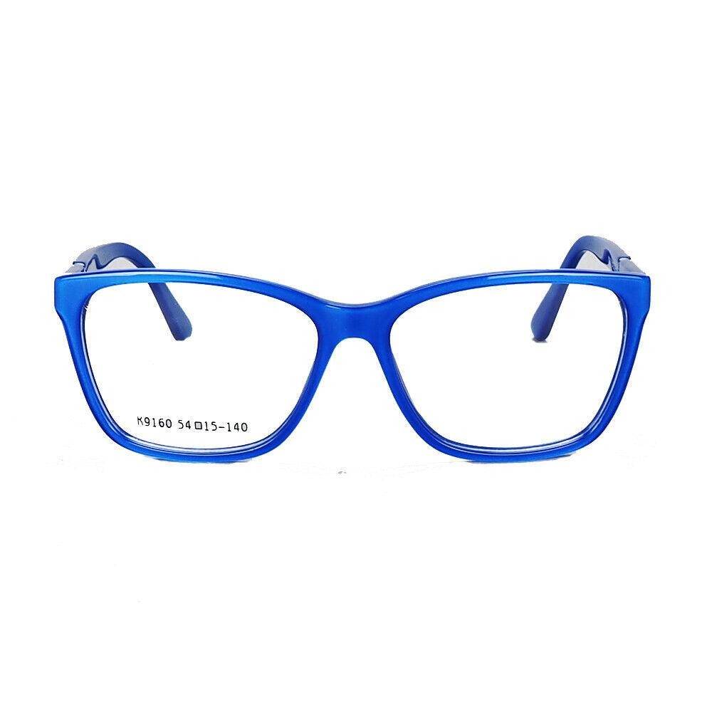 Front view of blue full rim acetate eyeglasses for women