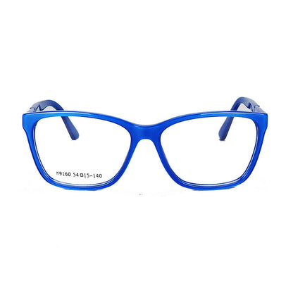 Front view of blue full rim acetate eyeglasses for women