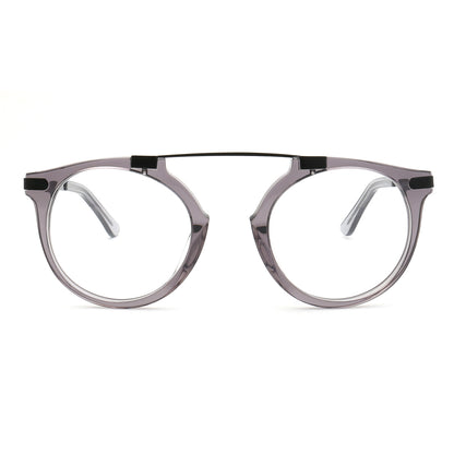 Grey transparent round retro eyeglasses