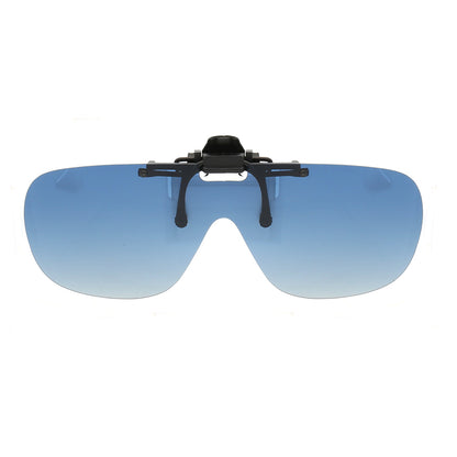 Light blue shield shaped clip on sunglasses