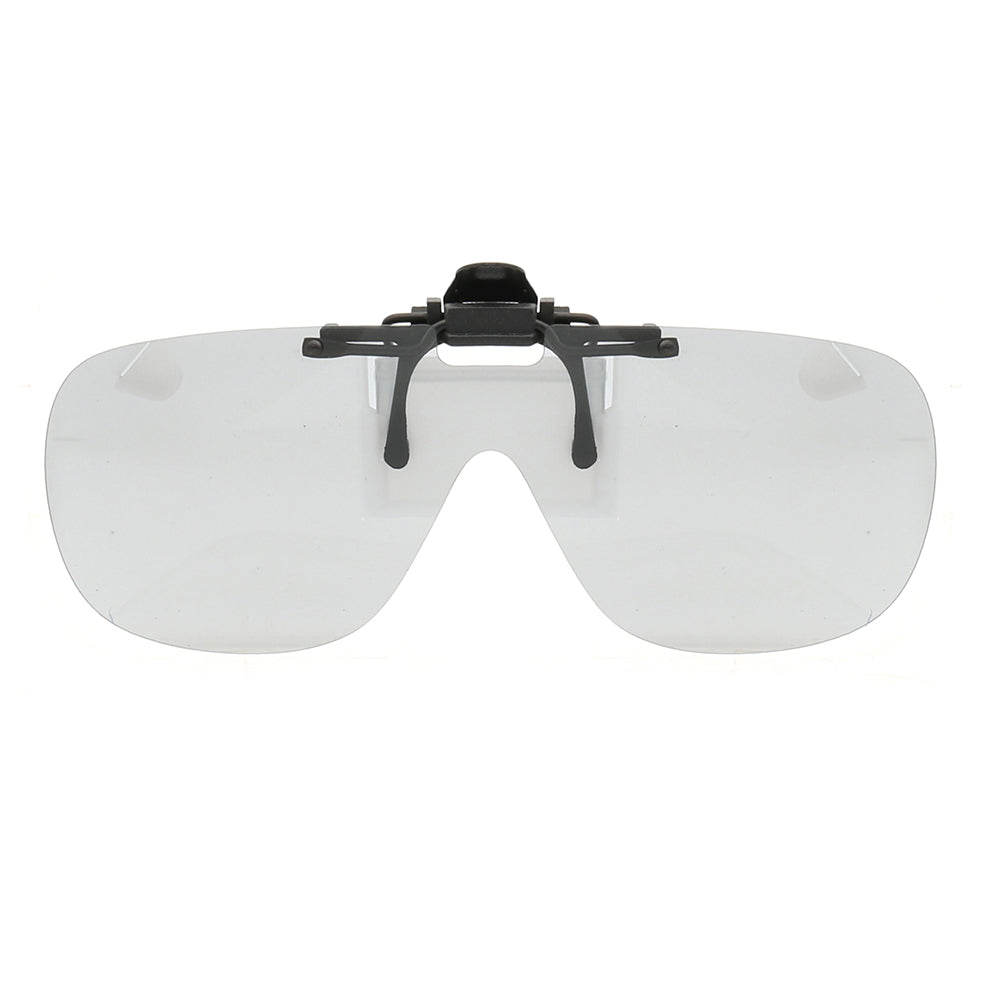 Grey shield shaped clip on sunglasses