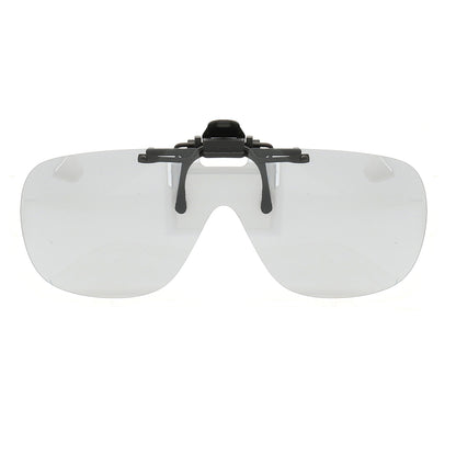 Grey shield shaped clip on sunglasses