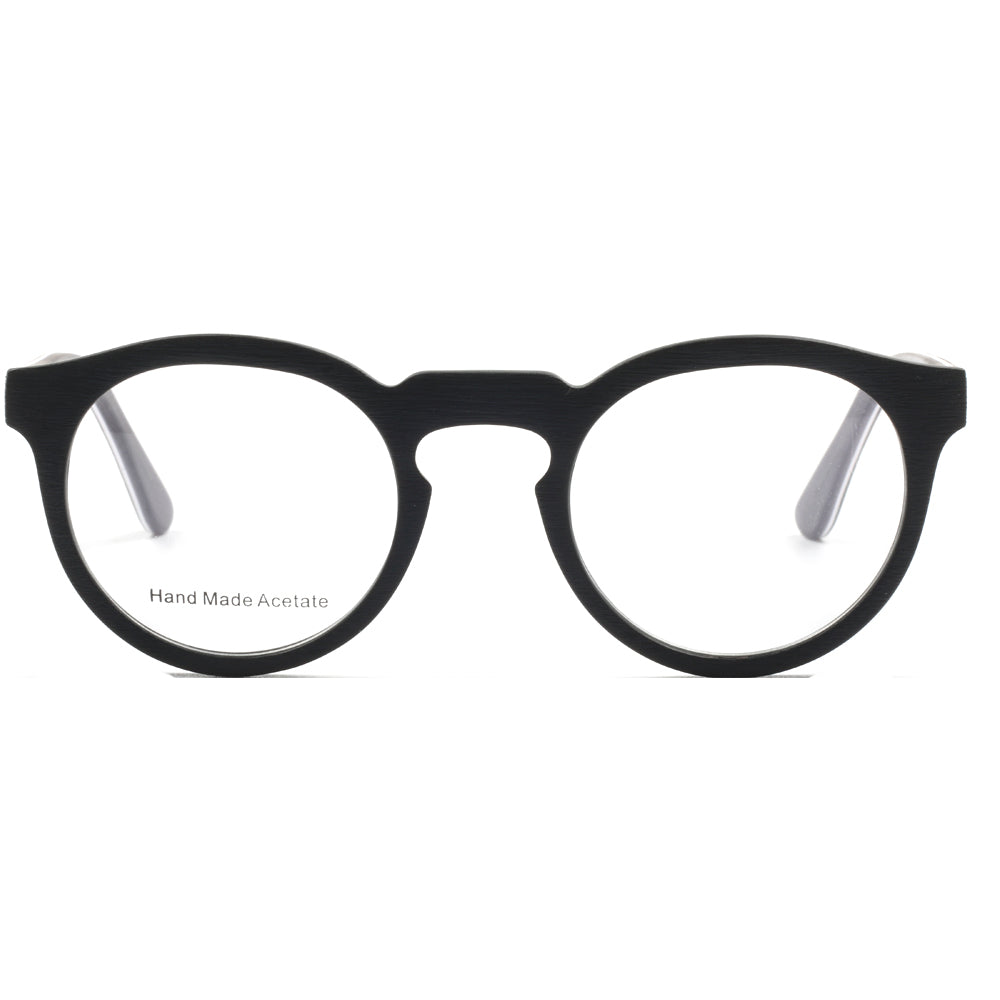 Front view of black retro nerd eyeglass frames