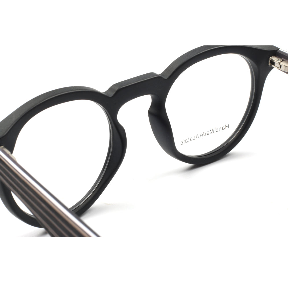 Interior of black patterned nerd eyeglasses