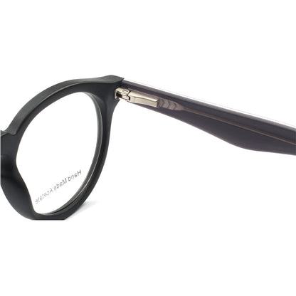 Hinge of black retro nerd eyeglasses