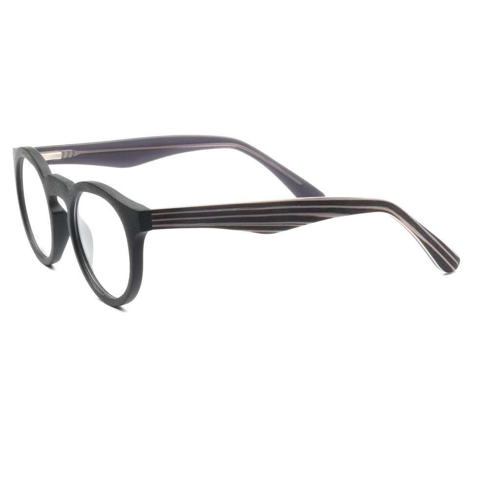 Side view of black round nerd eyeglasses