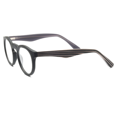 Side view of black round nerd eyeglasses