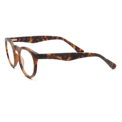 Side view of retro nerd style tortoise shell eyeglasses