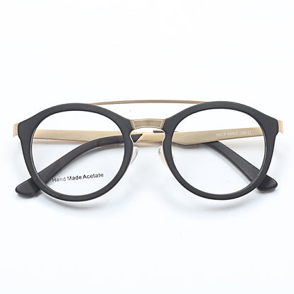 A pair of round black acetate glasses frames
