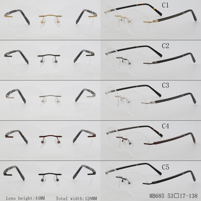 Round rimless gold eyeglass frames