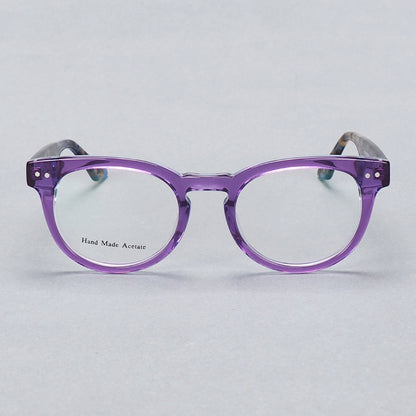 Purple round tortoise shell glasses frames