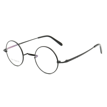 Black round retro titanium glasses