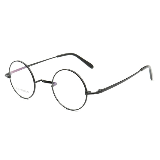 Black round retro titanium glasses