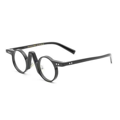 Side view of black round retro eyeglasses
