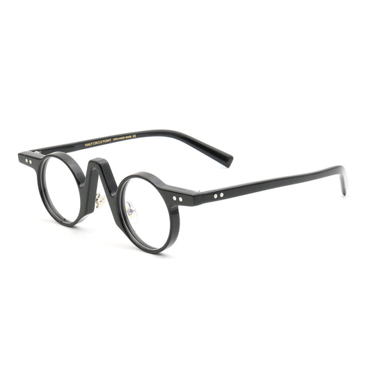 Side view of black round retro eyeglasses