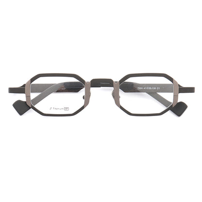 Grey two-toned rectangular titanium eyeglasses