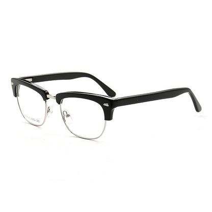 Carter Retro Half Rim Acetate Glasses Semi Rimless Nerd Style