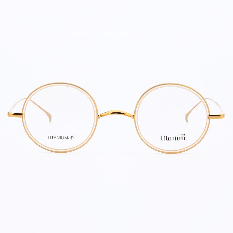 Harmony | Vintage Round Titanium Eyeglasses | Lightweight Design w/ Patterned Acetate