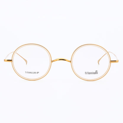 Armonía | Anteojos redondos vintage de titanio | Diseño liviano con acetato estampado