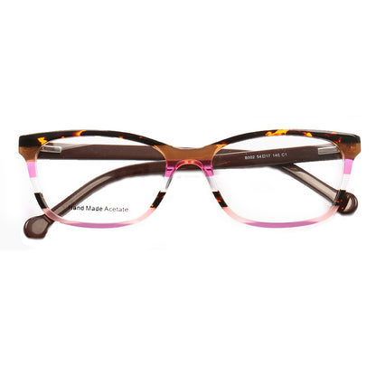 Hilda Stylish Womens Rectangle Glasses Frames Pink Striped