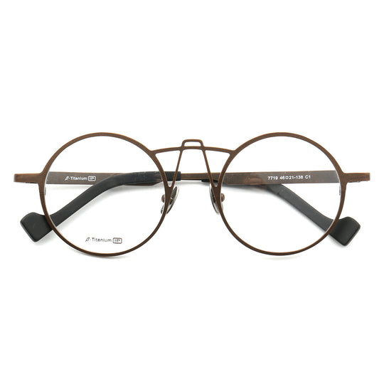 Front view of bronze punk style 80s glasses
