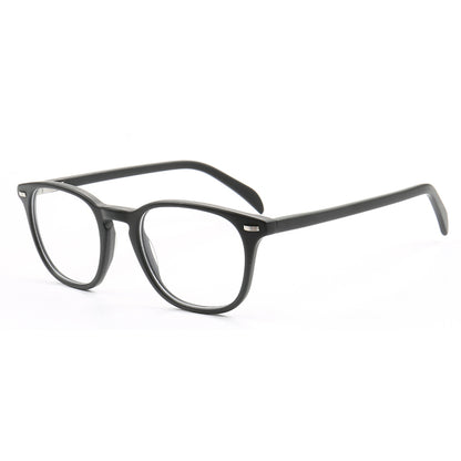 Side view of black full rim acetate eyeglasses frames