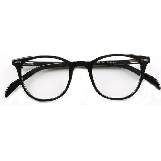 Front view of black glossy full rim glasses